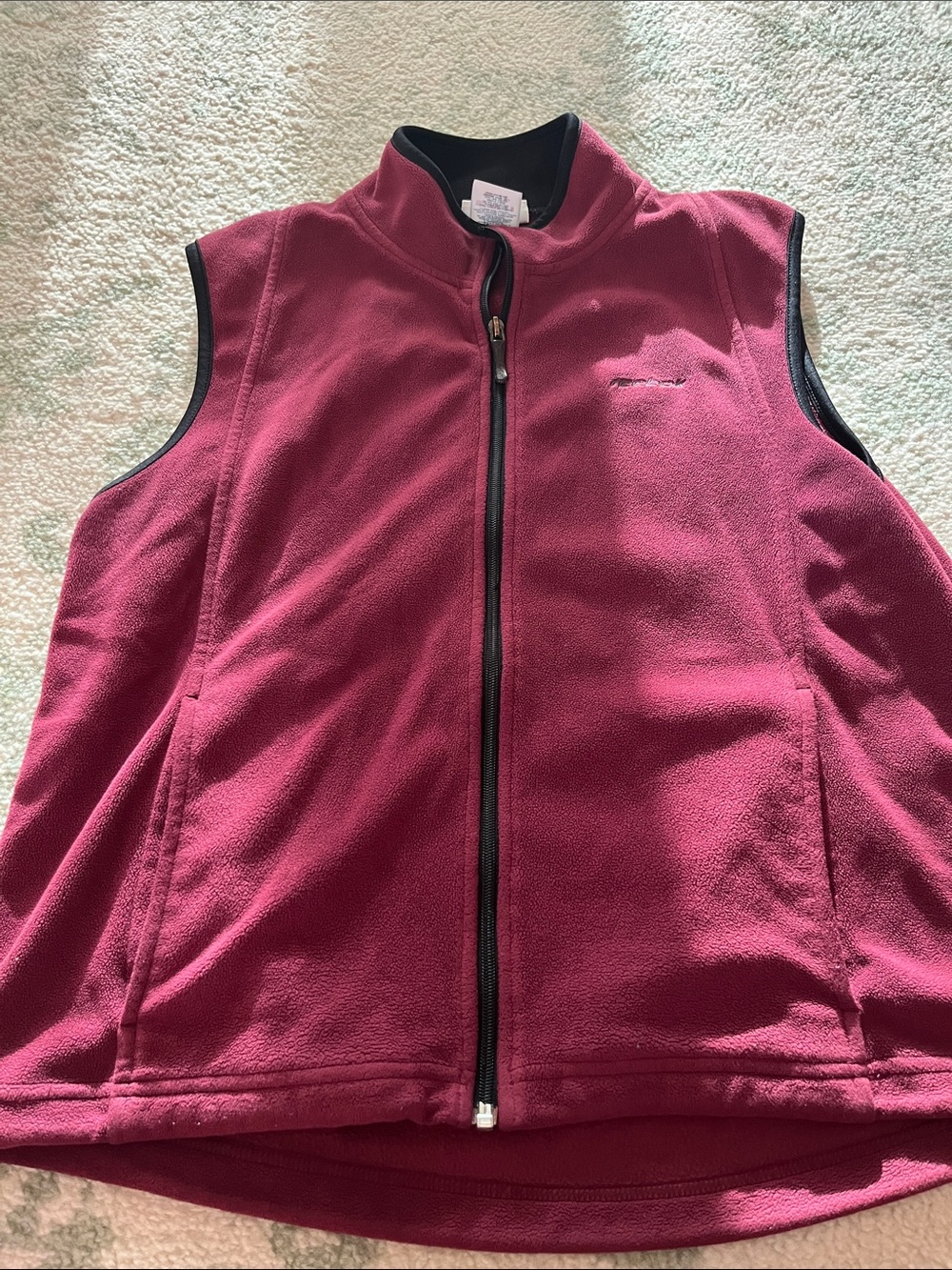 Reebok Berry Pink Fleece Vest with Black Trim